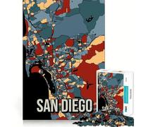 Rompecabezas de 1000 Piezas para Adultos con Mapa de la Ciudad de San Diego,Corte Premium,Juego para ejercitar la Mente,diversión sin Preocupaciones,decoración navideña (50x75cm)