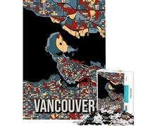 Rompecabezas de 1000 Piezas para Adultos con Mapa de la Ciudad de Vancouver Juegos relajantes Juguetes educativos y de Aprendizaje Regalos de Amigo Invisible Actividades Familiares (tamaño 38x26cm)