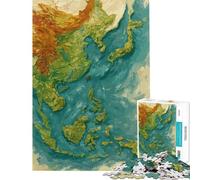 Rompecabezas de 1000 Piezas para Adultos con Mapa detallado de Asia Ayuda a ejercitar el Cerebro Regalo para Mujeres Juguete Educativo para Mayores de 14 años Juego de Rompecabezas Incluido 38x26cm