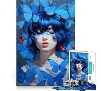 Rompecabezas de 1000 Piezas para Adultos con Mariposas Azules,diseño de Corte Fino,Juego de concentración Mental,Juego para Momentos de Tranquilidad,Actividad de cumpleaños 38x52cm