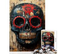 Rompecabezas de 1000 Piezas para Adultos con máscara de Calavera del Día de Muertos Juego práctico para Mejorar la Memoria y Combatir el estrés Juguete para la interacción Entre Padres e Hijos