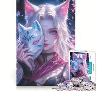 Rompecabezas de 1000 Piezas para Adultos con máscara de Zorro y Chica Anime Juguete Educativo Actividades Divertidas para Hacer en casa Ideal para cumpleaños y Navidad 50x75cm