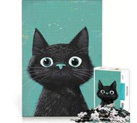 Rompecabezas de 1000 Piezas para Adultos con Ojos de Gato Curiosos, decoración de Pared, Ideal para la diversión Familiar, Regalo de cumpleaños o para Viajes 50x75cm