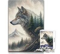 Rompecabezas de 1000 Piezas para Adultos con Paisaje de Lobo y Bosque Disfrute de un Ambiente Relajado y Tranquilo Ajuste Estable Corte preciso Tamaño del Juguete: 38x26cm