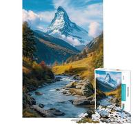 Rompecabezas de 1000 Piezas para Adultos con Paisaje del Matterhorn Rompecabezas antiestrés para Adultos Que Mejora la Memoria Un Reto para completar (tamaño 38x26cm)