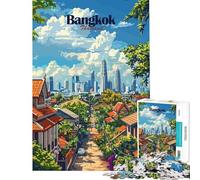 Rompecabezas de 1000 Piezas para Adultos con Paisaje Urbano de Bangkok Rompecabezas para Adolescentes Que mejoran la Memoria Desafío Educativo Juego de desafío único 38x26cm