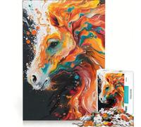 Rompecabezas de 1000 Piezas para Adultos con Pintura Abstracta de un Caballo, Juego Imposible, desafío difícil, fortalece el Amor Entre Parejas 38x26cm