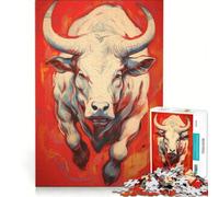 Rompecabezas de 1000 Piezas para Adultos con Pintura Abstracta de un Toro, Juegos Divertidos, desafiante para completar, Que Mejora el Amor Entre Parejas 38x52cm
