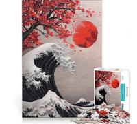 Rompecabezas de 1000 Piezas para Adultos con Pintura al óleo Abstracta de la Gran Ola Japonesa, Juegos relajantes, ejercita tu Cerebro y Tus Manos, cumpleaños y Navidad 38x52cm