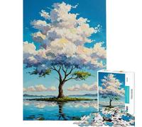 Rompecabezas de 1000 Piezas para Adultos con Pintura de árbol Estilo Impasto en una Isla Juegos Divertidos y Originales Regalos Divertidos y con Humor para Amigos y Familiares (tamaño 38x52cm)