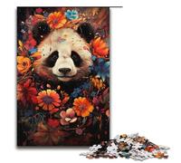 Rompecabezas de 1000 Piezas para Adultos con Pintura psicodélica Colorida y Familia de Pandas Divertido Rompecabezas con póster a Juego y Hoja de Trivia (38 x 26 cm)