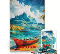 Rompecabezas de 1000 Piezas para Adultos con póster artístico de Bora Bora,decoración de Ajuste Limpio,Actividad Cerebral Divertida,Juego Acogedor,Regalo Festivo de Ocio 50x75cm