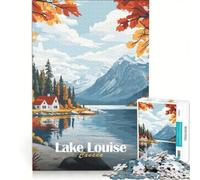 Rompecabezas de 1000 Piezas para Adultos con póster de Lake Louise, Canadá, Juego Interactivo, decoración de Pared, Apto para decoración de Escritorio 50x75cm