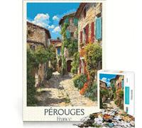 Rompecabezas de 1000 Piezas para Adultos con póster de Pérouges rústicos, Juego práctico, Entrena tu Cerebro y Tus Manos, Cada Pieza es única 38x52cm