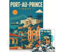 Rompecabezas de 1000 Piezas para Adultos con póster de Puerto Príncipe, Juegos Familiares, un Reto para completar, Que fomenta el Amor Entre Parejas 38x26cm