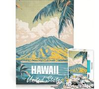 Rompecabezas de 1000 Piezas para Adultos con póster de Viaje a Hawái Juego Imposible antiestrés cumpleaños y Navidad 50x75cm
