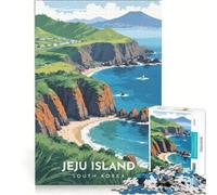 Rompecabezas de 1000 Piezas para Adultos con póster de Viaje a la Isla de Jeju, Juego Interactivo para Padres e Hijos, Toda la Familia 38x26cm
