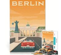 Rompecabezas de 1000 Piezas para Adultos con póster de Viaje de Berlín,Bordes Lisos,Juguete de construcción,Juego Relajante,Escena navideña (38x52cm)