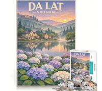 Rompecabezas de 1000 Piezas para Adultos con póster de Viaje de Da Lat, Juego práctico, Actividades Divertidas para Hacer en casa, Juego con un diseño Precioso 50x75cm