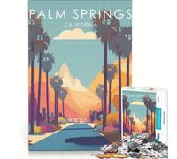Rompecabezas de 1000 Piezas para Adultos con póster de Viaje de Palm Springs, Juego práctico, Entrena tu Cerebro y Tus Manos, Cada Pieza es única 38x52cm