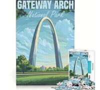 Rompecabezas de 1000 Piezas para Adultos con póster del Parque Nacional Gateway Arch, Juegos Divertidos, desafiante para completar, Que Mejora el Amor Entre Parejas 38x26cm