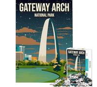 Rompecabezas de 1000 Piezas para Adultos con póster del Parque Nacional Gateway Arch Juegos relajantes Juguetes adictivos para Cultivar la Paciencia Regalos de cumpleaños para la diversión Familiar
