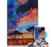 Rompecabezas de 1000 Piezas para Adultos con Puesta de Sol en praderas africanas Ejercita el Cerebro Juguetes adictivos para Cultivar la Paciencia Juego de desafío único (38x26cm)