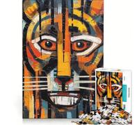 Rompecabezas de 1000 Piezas para Adultos con Retrato Abstracto de Tigre, Juegos relajantes, ejercita tu Cerebro y Tus Manos, cumpleaños y Navidad 38x26cm