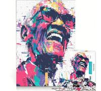 Rompecabezas de 1000 Piezas para Adultos con Retrato Colorido de Ray Charles Ideal para Relajarse con Corte de precisión Decorar el Escritorio 38x52cm