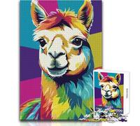 Rompecabezas de 1000 Piezas para Adultos con Retrato de Alpaca Colorido en Estilo Pop Art Juego Educativo y Divertido de Actividades de Aprendizaje Cualquier ocasión 38x26cm