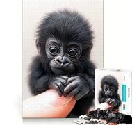 Rompecabezas de 1000 Piezas para Adultos con Retrato de bebé Gorila,Bordes limpios,Juego de Desarrollo cognitivo,Juego Lento,diversión Festiva,Regalo de Ocio (38x26cm)