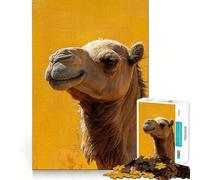 Rompecabezas de 1000 Piezas para Adultos con Retrato de Camello sobre Fondo Amarillo Juego de ingenio para divertirse Regalo Ideal para Jugar y Relajarse en Navidad (38x52cm)