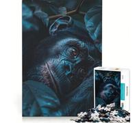Rompecabezas de 1000 Piezas para Adultos con Retrato de chimpancé, Juguete antiestrés, decoración, póster y Hoja de curiosidades a Juego 38x26cm