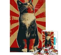 Rompecabezas de 1000 Piezas para Adultos con Retrato de Gato Estilo Arte Callejero Un Reto para completar Decoración para el hogar Juegos Divertidos Apto para Mayores de 14 años (38x26cm)