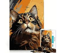 Rompecabezas de 1000 Piezas para Adultos con Retrato de Gato sobre Fondo Abstracto Diseño de Corte preciso Divertido Rompecabezas Regalo Ideal para el Tiempo Libre y para la decoración navideña