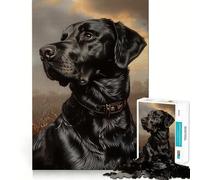 Rompecabezas de 1000 Piezas para Adultos con Retrato de Labrador Negro,decoración de Ajuste Limpio,Actividad Cerebral Divertida,Juego Acogedor,Regalo Festivo de Ocio 38x26cm