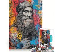 Rompecabezas de 1000 Piezas para Adultos con Retrato de Leonardo Da Vinci Un Juego Relajante, Divertido y con Humor, 38x52cm