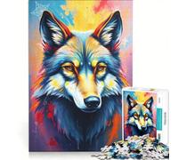 Rompecabezas de 1000 Piezas para Adultos con Retrato de Lobo Colorido, Juegos educativos, análisis y lógica, Regalos para Mujeres 50x75cm