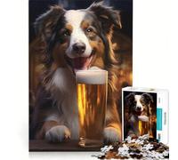 Rompecabezas de 1000 Piezas para Adultos con Retrato de Perro atigrado en una Taberna Juego de ingenio Regalo de cumpleaños Ideal para Decorar el Escritorio 38x26cm