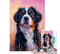 Rompecabezas de 1000 Piezas para Adultos con Retrato de Perro de montaña bernés - Rompecabezas Divertido para Adultos Que Mejora la Memoria y es un Reto completarlo (tamaño 38x52cm)