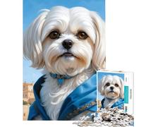 Rompecabezas de 1000 Piezas para Adultos con Retrato de Perro maltés Juego práctico y Educativo Regalos de cumpleaños para Toda la Familia tamaño 38x52cm