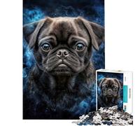 Rompecabezas de 1000 Piezas para Adultos con Retrato de Perro Pug Juego práctico de ensamblaje Interacción Entre Padres e Hijos (Tamaño 50x75cm)