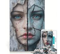 Rompecabezas de 1000 Piezas para Adultos con Retrato de Rostro Agrietado, decoración de Pared de Juguete, interacción Entre Padres e Hijos, cumpleaños 38x52cm