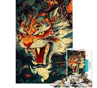 Rompecabezas de 1000 Piezas para Adultos con Retrato de Tigre estilizado Rompecabezas para Adultos Juego Familiar decoración de Pared Actividades Divertidas en casa (tamaño 38x26cm)