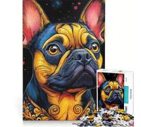 Rompecabezas de 1000 Piezas para Adultos con Retrato de un Colorido Bulldog francés, Juego práctico, Actividades Divertidas para Hacer en casa, Toda la Familia 50x75cm