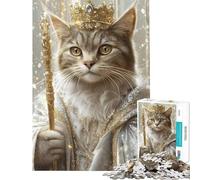 Rompecabezas de 1000 Piezas para Adultos con Retrato de un Rey Gato Rompecabezas para Adolescentes Juego práctico para Mejorar la Memoria Regalo Ideal para Amigos y Familiares (tamaño 50x75cm)