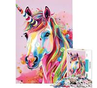 Rompecabezas de 1000 Piezas para Adultos con Retrato de Unicornio Colorido Ayuda a ejercitar el Cerebro Actividades Familiares Juegos educativos Apto para Mayores de 14 años (38x52cm)