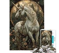 Rompecabezas de 1000 Piezas para Adultos con Retrato de Unicornio Vintage Juguetes antiestrés para Adultos Que mejoran la Memoria Toda la Familia (tamaño 50x75cm)