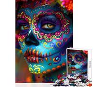 Rompecabezas de 1000 Piezas para Adultos con Retrato del Día de Muertos Juego de ingenio desafío difícil Juguete Decorativo para la Pared para Fortalecer el Amor Entre Parejas (38x52cm)
