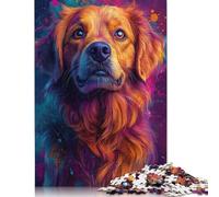 Rompecabezas de 1000 Piezas para Adultos con Retrato Pop Art de Golden Retriever. Ideal para Decorar el hogar o como Regalo. Medidas: 38 x 26 cm.